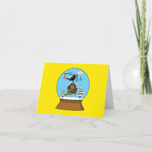 Snö Globe med Blackbird Singing Tack Kort