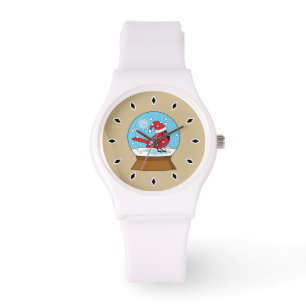 Snö Globe med Cute Red Cardinal Armbandsur