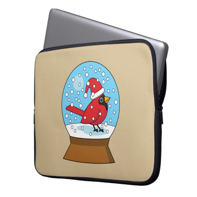 Snö Globe med Cute Red Cardinal Laptop Fodral (Framsidan Vänster)