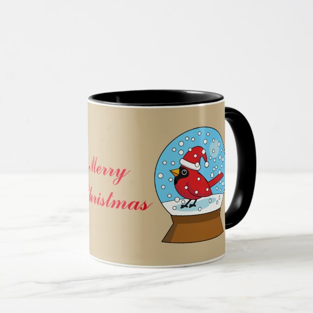 Snö Globe med Cute Red Cardinal Mugg (Framsida höger)