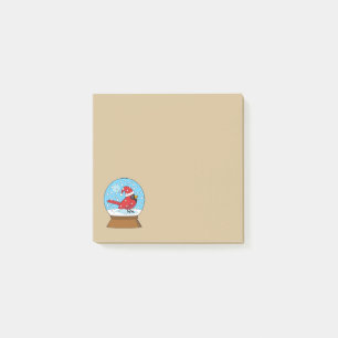 Snö Globe med Cute Red Cardinal Post-it Block