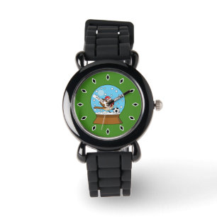 Snö Globe med Cute Sparrow-uppspelningsskåp Armbandsur