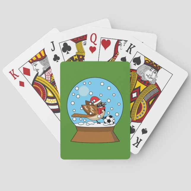 Snö Globe med Cute Sparrow-uppspelningsskåp Casinokort (Baksidan)