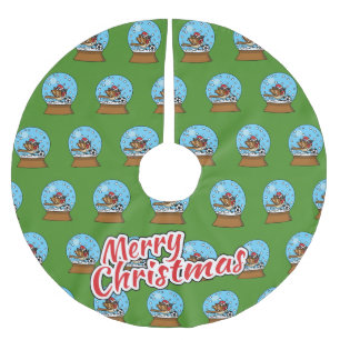 Snö Globe med Cute Sparrow-uppspelningsskåp Julgransmatta Borstad Polyester