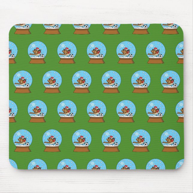 Snö Globe med Cute Sparrow-uppspelningsskåp Musmatta (Framsidan)