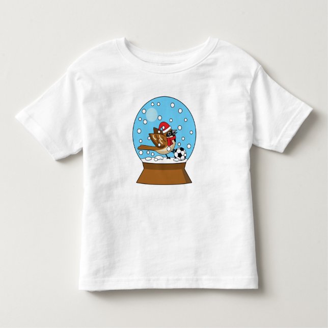 Snö Globe med Cute Sparrow-uppspelningsskåp T Shirt (Framsida)