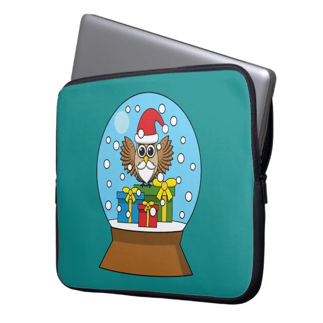 Snö Globe med Jultomten Uggla Laptop Fodral (Framsidan Vänster)