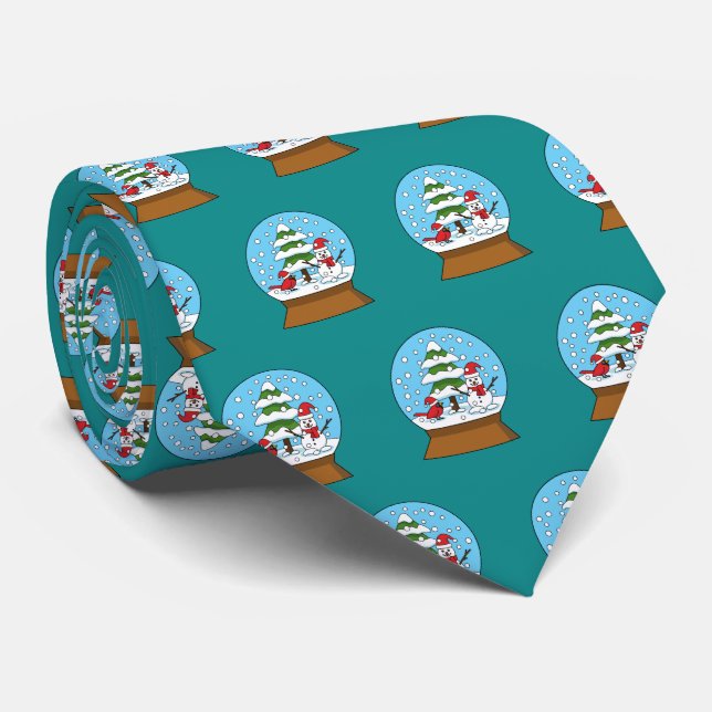 Snö Globe med kardinal Snögubbe och Gräs Träd Slips (Rullad)