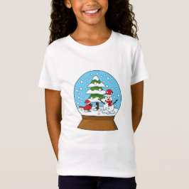 Snö Globe med kardinal Snögubbe och Gräs Träd T Shirt