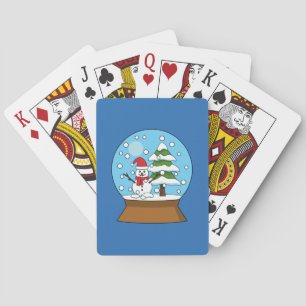 Snö Globe med Snögubbe och Gräs Träd Casinokort