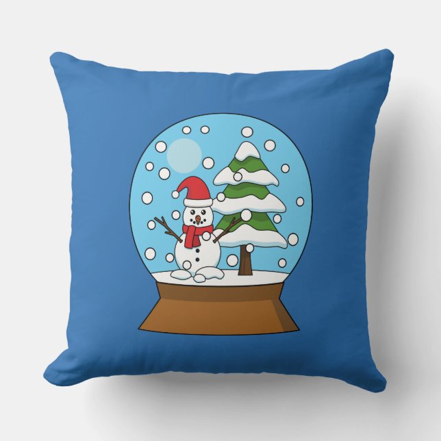 Snö Globe med Snögubbe och Gräs Träd Kudde (Framsida)