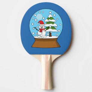 Snö Globe med Snögubbe och Gräs Träd Pingisracket