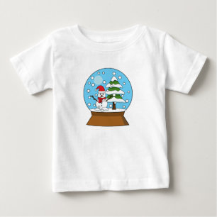 Snö Globe med Snögubbe och Gräs Träd T Shirt