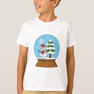 Snö Globe med Snögubbe och Gräs Träd T Shirt