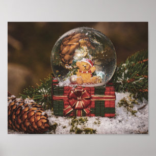 Snö globe med sött björn poster
