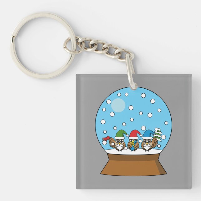 Snö Globe med tre Gnome Uggla (Framsidan)