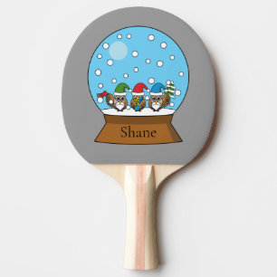 Snö Globe med tre Gnome Uggla   Anpassa Pingisracket