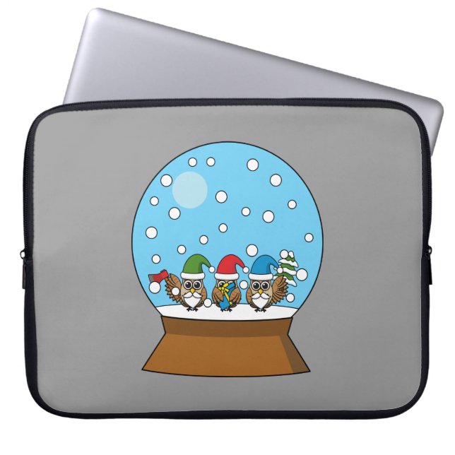Snö Globe med tre Gnome Uggla Laptop Fodral (Framsidan)