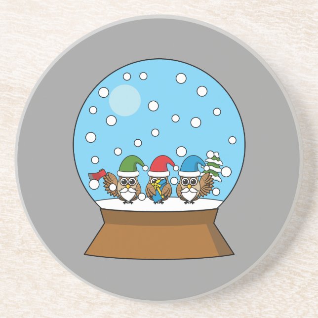 Snö Globe med tre Gnome Uggla Underlägg (Framsidan)