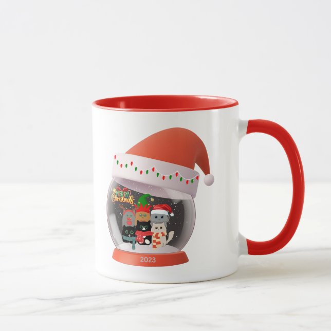 Snö Globe of Festive Helgdag Cats Mugg (Höger)
