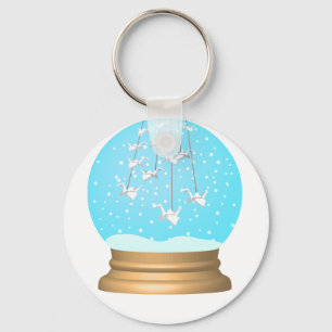 Snö globe Origami svan snowglobe Nyckelring