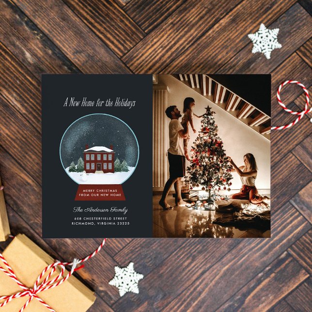 Snö Globe Photo Helgdag Flytta Announcement Julkort (Skapare uppladdad)