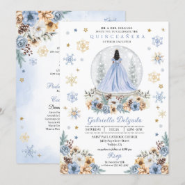 Snö Globe Princess Winter Wonderland Quinceañera Inbjudningar