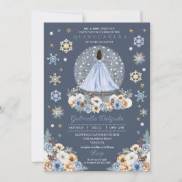 Snö Globe Princess Winter Wonderland Quinceañera Inbjudningar