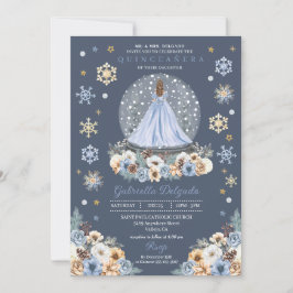 Snö Globe Princess Winter Wonderland Quinceañera Inbjudningar