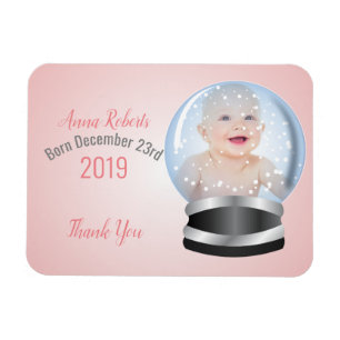 Snö Globe Rosa flicka baby tacker dig Magnet