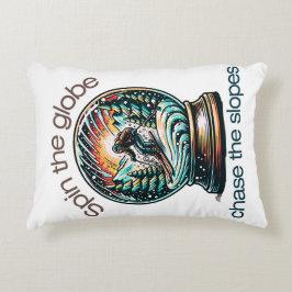 Snö Globe Skiing Äventyr Fantasy Prydnadskudde