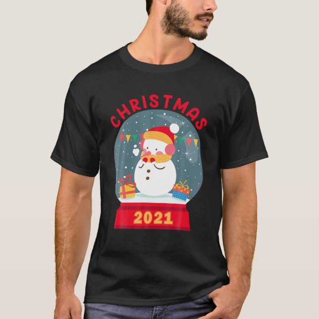 Snö Globe Snowball jul Snögubbe S God jul T Shirt (Framsida)