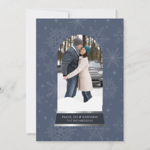 Snö Globe Snowflake Photo Flat Helgdag Card Julkort