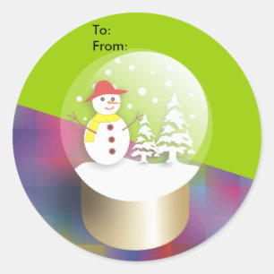 Snö Globe Stickers-Gift-Märkre Runt Klistermärke