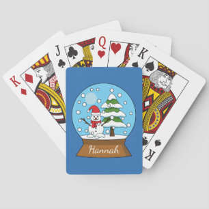 Snö Globe w/Snögubbe och Gräs Träd Anpassa Casinokort