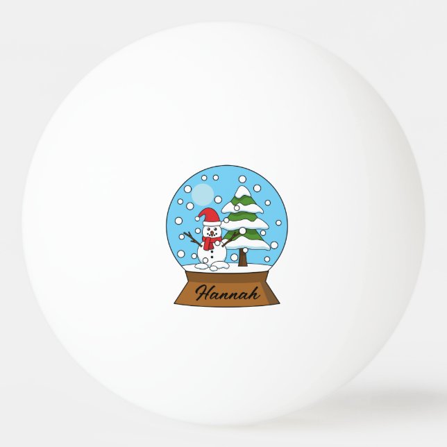 Snö Globe w/Snögubbe och Gräs Träd | Anpassa Pingisboll (Framsidan)