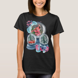 Snö Globe Winter Snö Red Cardinal Bird Snowglobe T Shirt