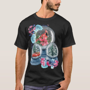 Snö Globe Winter Snö Red Cardinal Bird Snowglobe T Shirt