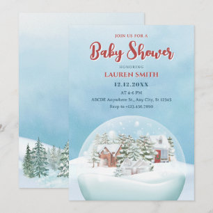 Snö globe Winter wonderland christmas babydusch Inbjudningar