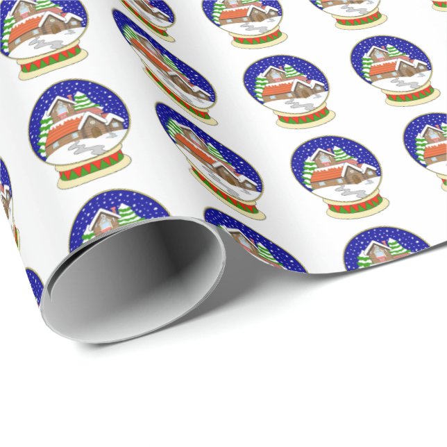 Snö Globe Wrapping Papper Presentpapper (Rullad Hörn)