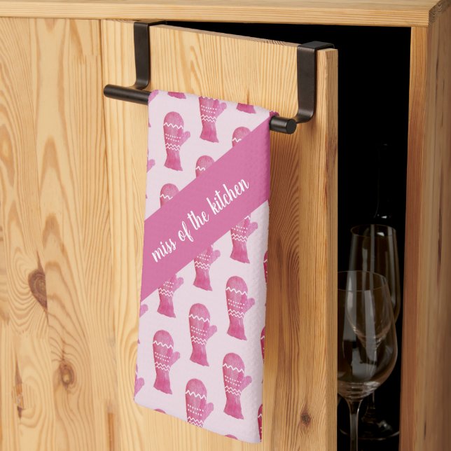 Snö Glowes Watercolor Rosa Mönster Kökshandduk (Thirds Fold)