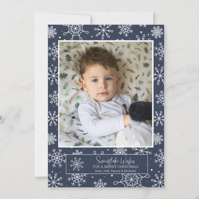 Snö-Helgdag för flytande foto Julkort (Framsida)