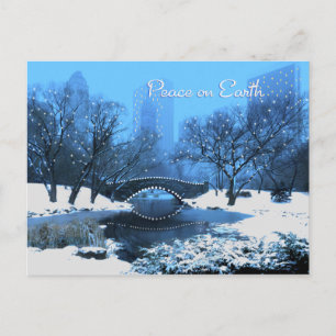 Snö & Helgdag i Ljus i Central Park Peace Helg Vykort