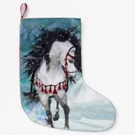 Snö Horse Blå julklapp Liten Julstrumpa