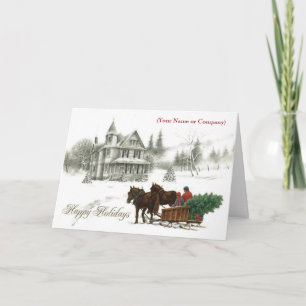 Snö Horses Corporate Imprint Business jul Helgkort