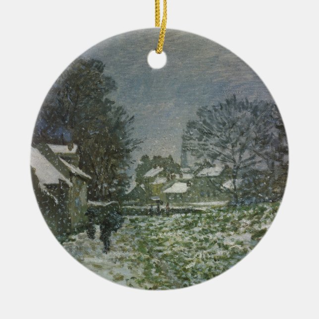 Snö i Argenteuil av Claude Monet Julgransprydnad Keramik (Framsidan)