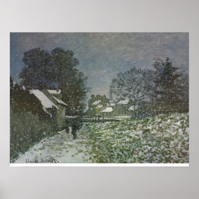 Snö i Argenteuil av Claude Monet Poster (Framsidan)