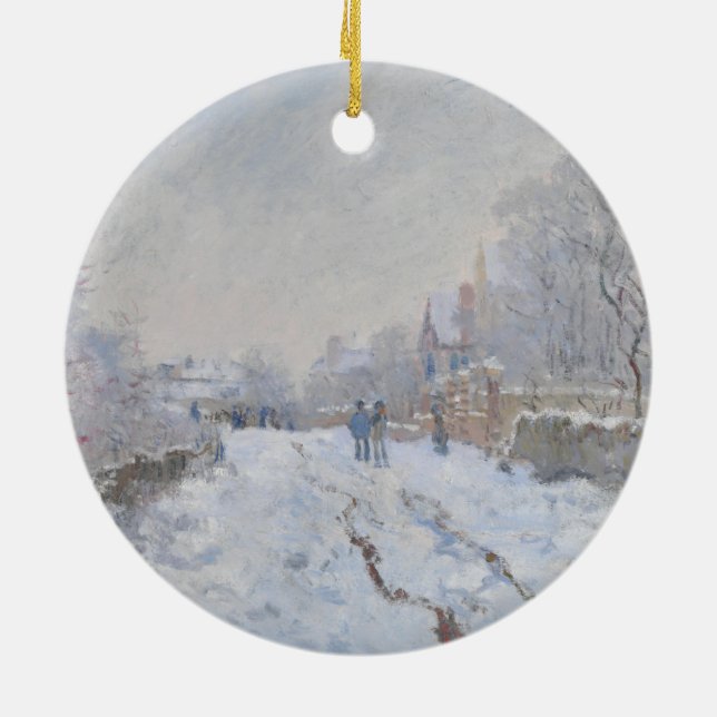 Snö i Argentina (av Claude Monet) Julgransprydnad Keramik (Baksidan)