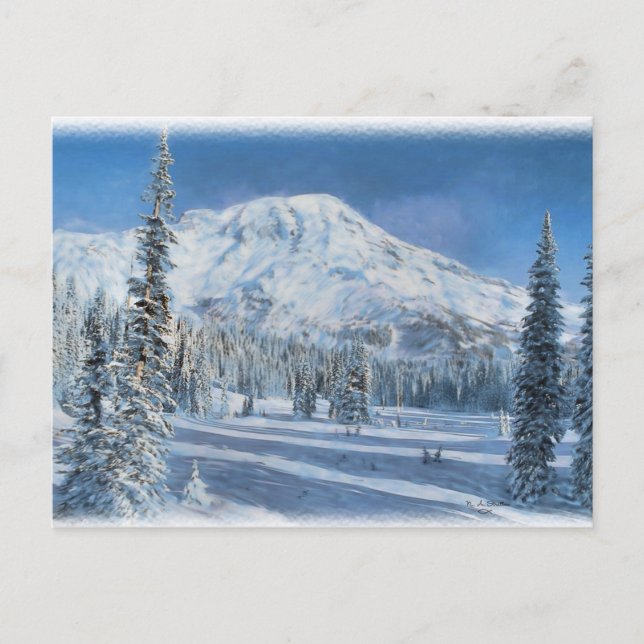 Snö i bergen...vykort. vykort (Framsida)