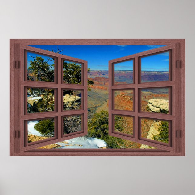 Snö i Grand Canyon 6 Pane Open Window Poster (Framsidan)